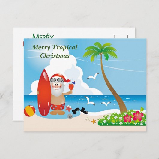 Merry Tropical Kerstmis Briefkaart (Voorkant / Achterkant)