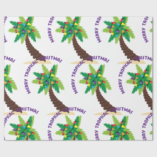 Merry Tropical Kerstmis Cadeaupapier (Vlak)