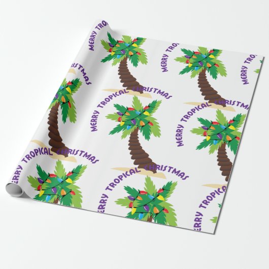 Merry Tropical Kerstmis Cadeaupapier (Uitgerold)
