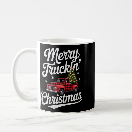 Merry Truckin' Christmas Buffalo Plaid Clic Ck Up  Koffiemok (Links)