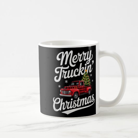 Merry Truckin' Christmas Buffalo Plaid Clic Ck Up Koffiemok (Rechts)