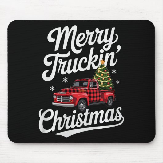 Merry Truckin' Christmas Buffalo Plaid Clic Ck Up  Muismat (Voorkant)