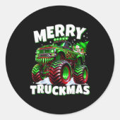 Merry Truckmas Truck Kids &amp; Boys Christmas  Ronde Sticker (Voorkant)