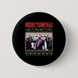 Merry Trumpmas Donald Trump Kerstman Familie Xmas  Ronde Button 5,7 Cm