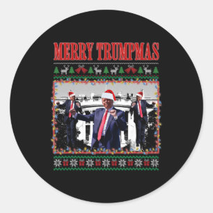 Merry Trumpmas Donald Trump Kerstman Familie Xmas Ronde Sticker