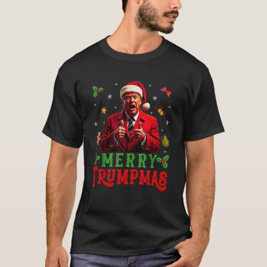 Merry Trumpmas Donald Trump Kerstman Hat Kerstmis T-shirt (Voorkant)