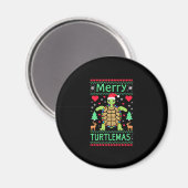 Merry Turtlemas Christmas Lights Cute Turtle Santa Magneet (Voorkant / Achterkant)