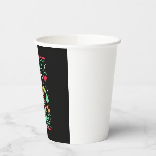 Merry Turtlemas Christmas Lights Cute Turtle Santa Papieren Bekers (Links)