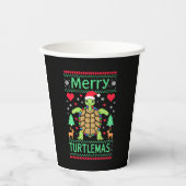 Merry Turtlemas Christmas Lights Cute Turtle Santa Papieren Bekers (Voorkant)