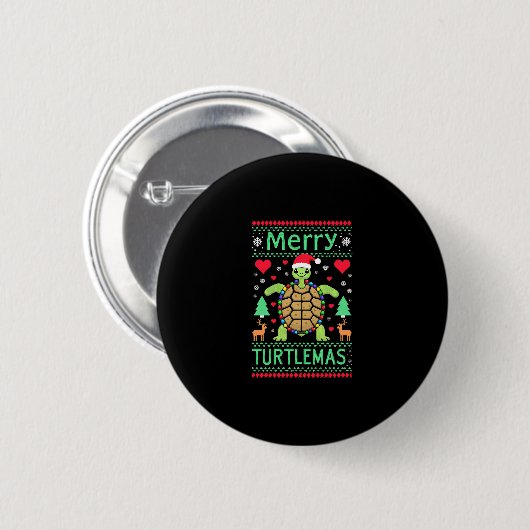 Merry Turtlemas Christmas Lights Cute Turtle Santa Ronde Button 5,7 Cm (Voorkant /achterkant)