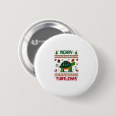 Merry Turtlemas Christmas Lights Cute Turtle Santa Ronde Button 5,7 Cm (Voorkant /achterkant)
