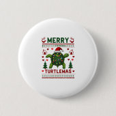 Merry Turtlemas Christmas Lights Cute Turtle Santa Ronde Button 5,7 Cm (Voorkant)