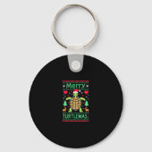 Merry Turtlemas Christmas Lights Cute Turtle Santa Sleutelhanger (Voorkant)