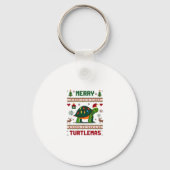 Merry Turtlemas Christmas Lights Cute Turtle Santa Sleutelhanger (Voorkant)