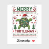 Merry Turtlemas Christmas Lights Cute Turtle Santa Sticker (Vel)