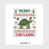 Merry Turtlemas Christmas Lights Cute Turtle Santa Sticker (Vel)
