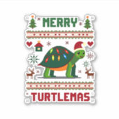 Merry Turtlemas Christmas Lights Cute Turtle Santa Sticker (Voorkant)