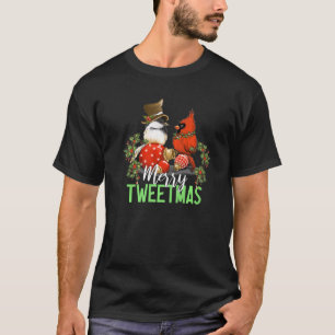 Merry Tweetmas Kerstmis Bird Red Kardinaal Chick T-shirt