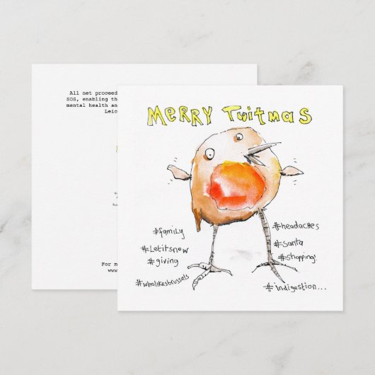 Merry Twitmas Christmas Robin Feestdagenkaart (Voorkant / Achterkant)