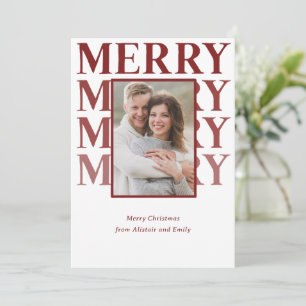 Merry typografie in robijnrood ombre foto feestdagenkaart