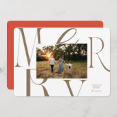 MERRY Typography Christmas Kaart (Voorkant / Achterkant)