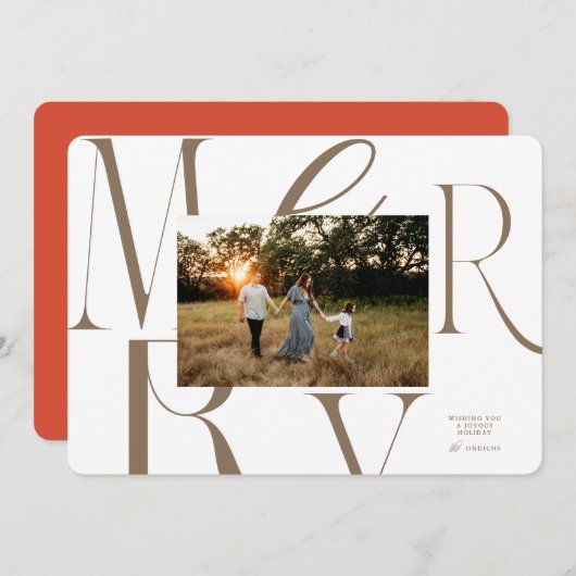 MERRY Typography Christmas Kaart (Voorkant / Achterkant)