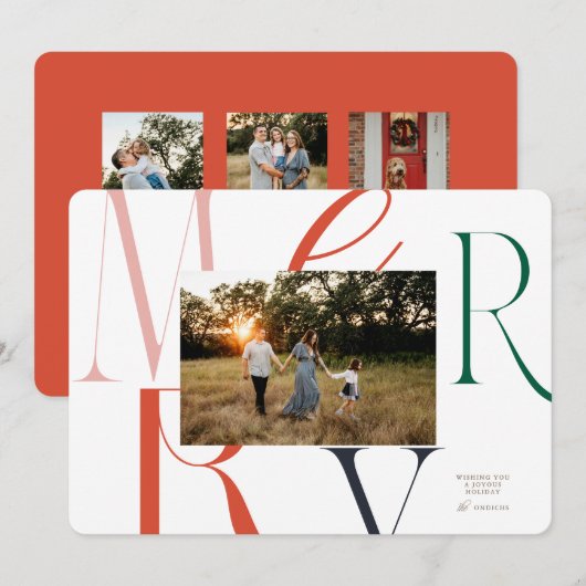MERRY Typography Christmas Kaart (Voorkant / Achterkant)