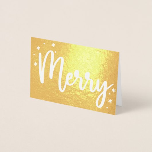 Merry Typography Script Modern Photo Christmas Folie Kaarten (Voorkant)