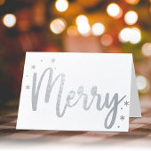 Merry Typography Script Modern Photo Christmas Folie Kaarten