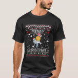 Merry Ugly Christmas Santa Hat Astronaut Holding P T-shirt<br><div class="desc">Vrolijke Lelijke Kerstman Hoed Astronaut Met Planeten</div>