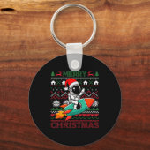 Merry Ugly Christmas Santa Hat Astronaut Riding Ro Sleutelhanger (Voorkant)