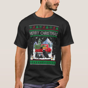 Merry Ugly Kerstmis Black Lab Pet Santa Red Truck T-shirt