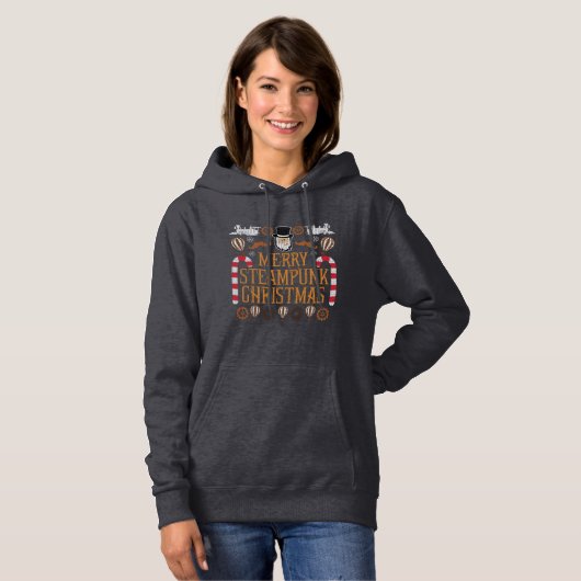 Merry Ugly KerstSweater Steampunk Hoodie (Voorkant volledig)