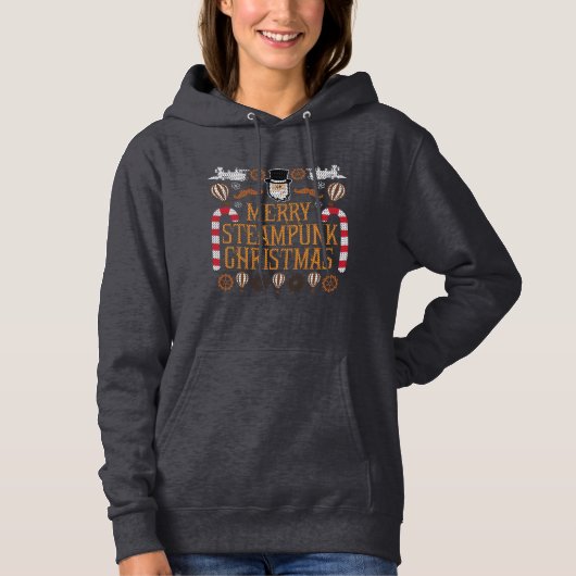 Merry Ugly KerstSweater Steampunk Hoodie (Voorkant)