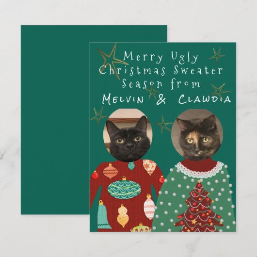 Merry Ugly Sweater Season Your Cats personalized (Voorkant / Achterkant)