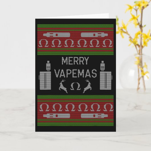 Merry Vapemas - Vaping Ugly Christmas Sweater Kaart (Gele Bloem)
