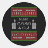 Merry Vapemas - Vaping Ugly Christmas Sweater Ronde Sticker (Voorkant)