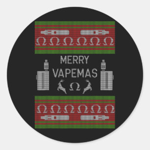 Merry Vapemas - Vaping Ugly Christmas Sweater Ronde Sticker