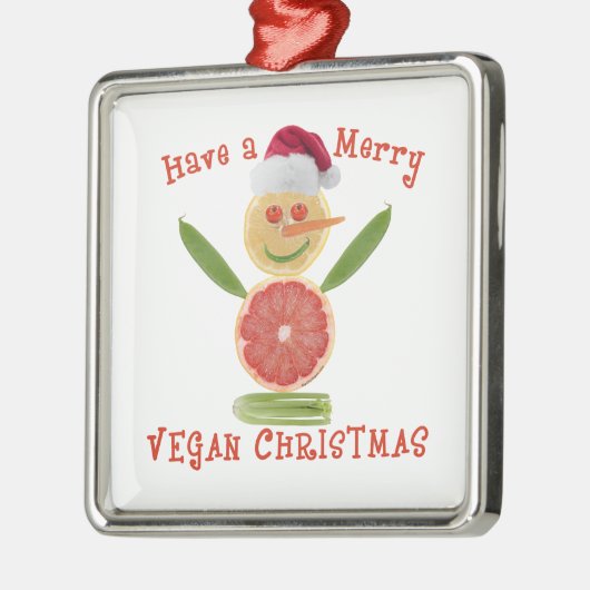 Merry Vegan Kerstan Metalen Ornament (Links)