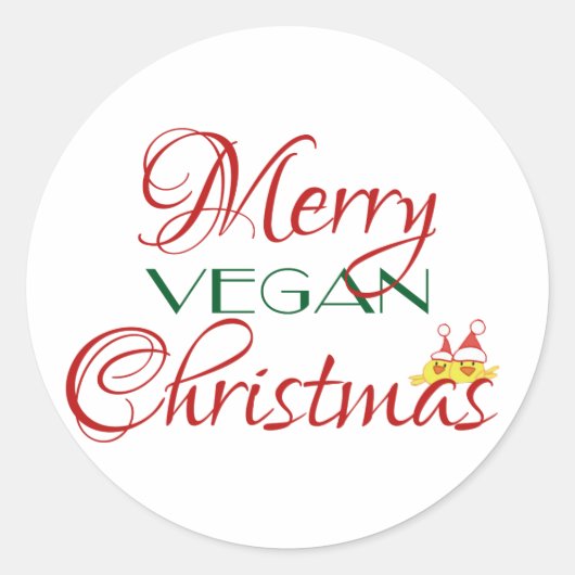 Merry Vegan Kerstan Ronde Sticker (Voorkant)