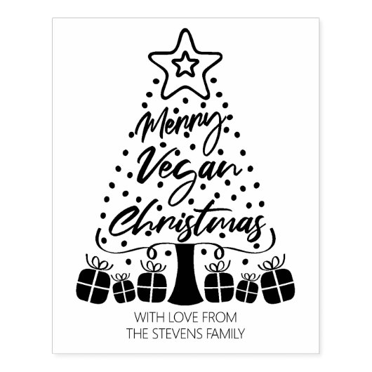 Merry Vegan Kerstan Rubberstempel (Afrduk)
