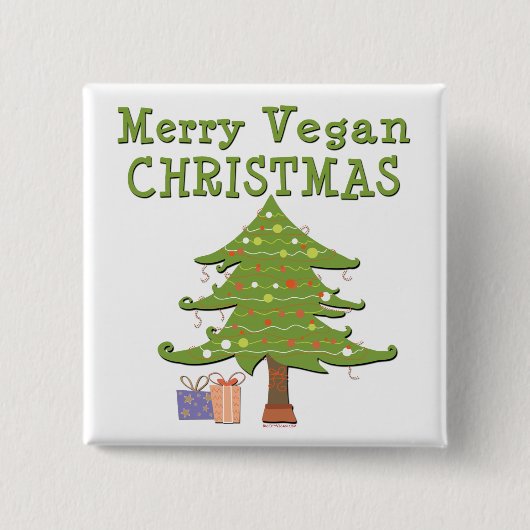 Merry Vegan Kerstan Vierkante Button 5,1 Cm (Voorkant)