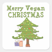 Merry Vegan Kerstan Vierkante Sticker (Voorkant)