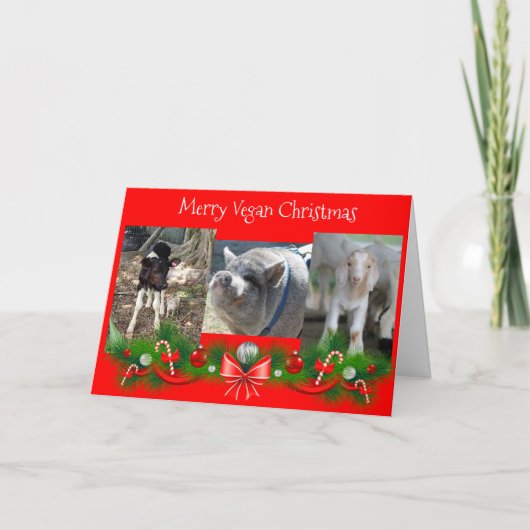 Merry Vegan Kerstmis Kaart (Voorkant)