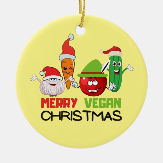 Merry vegan Kerstmis Keramisch Ornament (Voorkant)