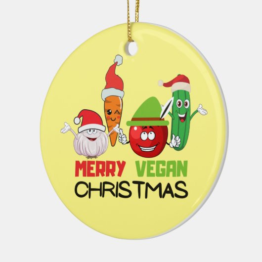 Merry vegan Kerstmis Keramisch Ornament (Links)