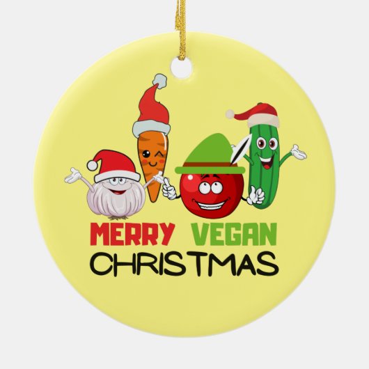 Merry vegan Kerstmis Keramisch Ornament (Achterkant)