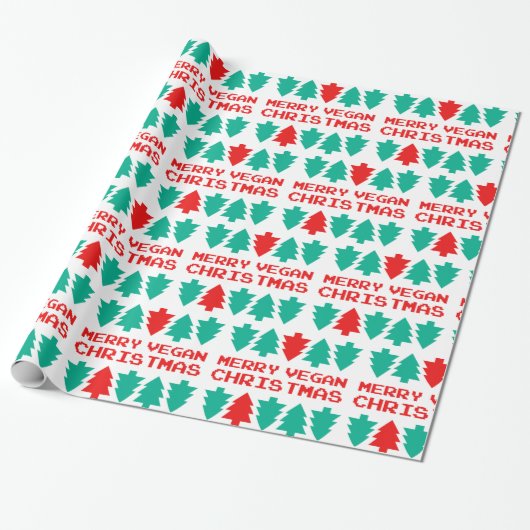 Merry Vegan Kerstmis-omslagpapier Cadeaupapier (Uitgerold)
