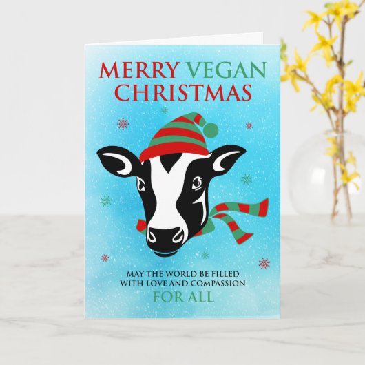 Merry Vegan Kerstmis (pas bericht aan binnenin aan Kaart (Gele Bloem)
