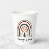 Merry Vibes Boho Rainbow Retro Kerstparty Papieren Bekers (Achterkant)
